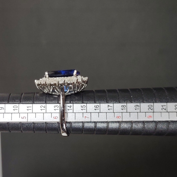 Sterling Silver Lab Created Sapphire/White Topaz Ring - Picture 5 of 10